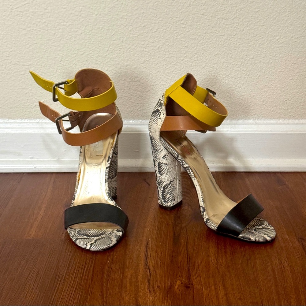 Fun And Flirty Snakeprint Color Block Heels - image 3